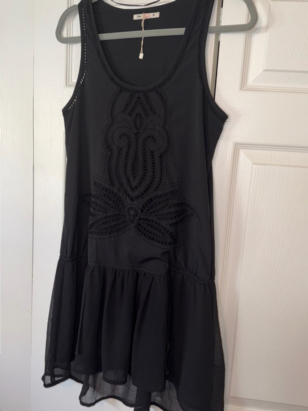 Bershka Black Sleeveless Embroidered Mini Dress